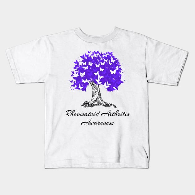 Rheumatoid Arthritis Awareness Tree Of Strength And Struggle Kids T-Shirt by MerchAndrey